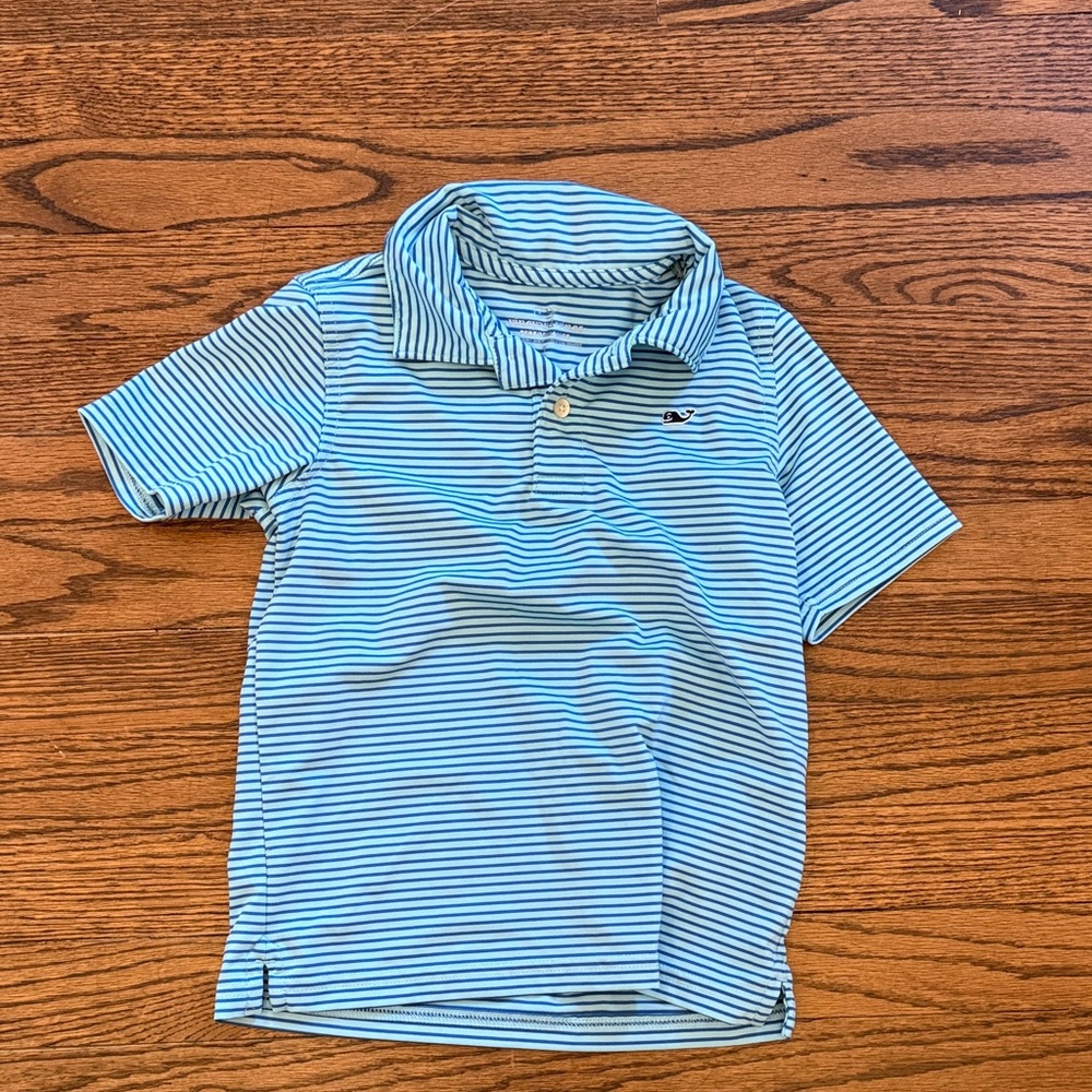 Vineyard Vines Performance Sankaty Kids Polo in Blue Stripes